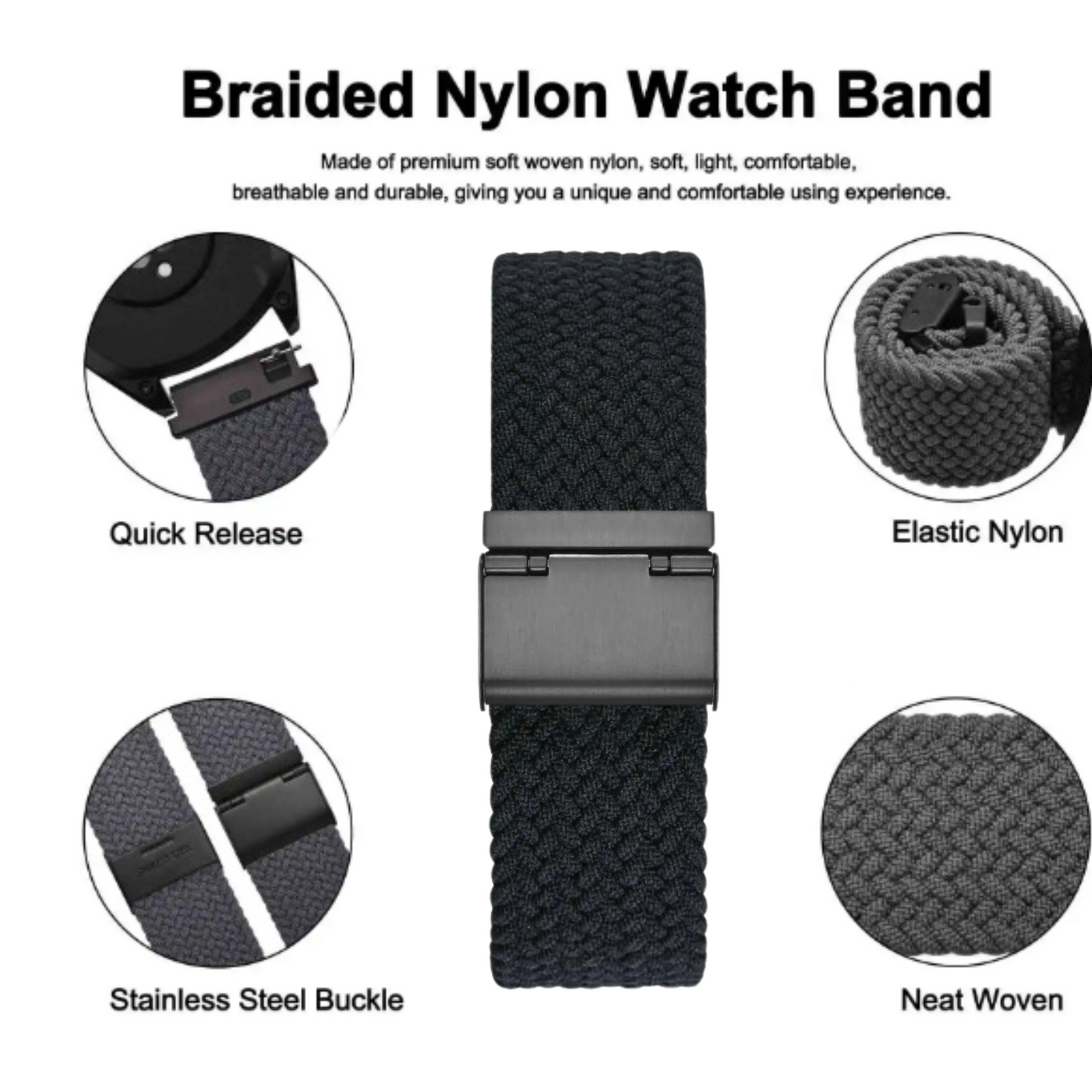 Light Gray Nylon Watch Band