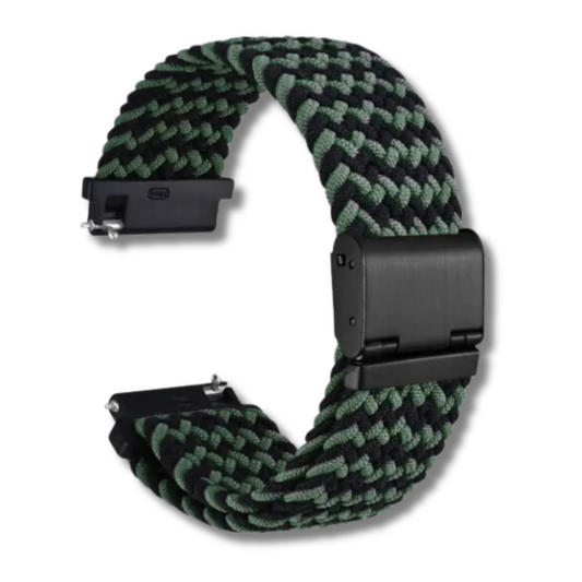 Black Green Braided Nylon Watch Band